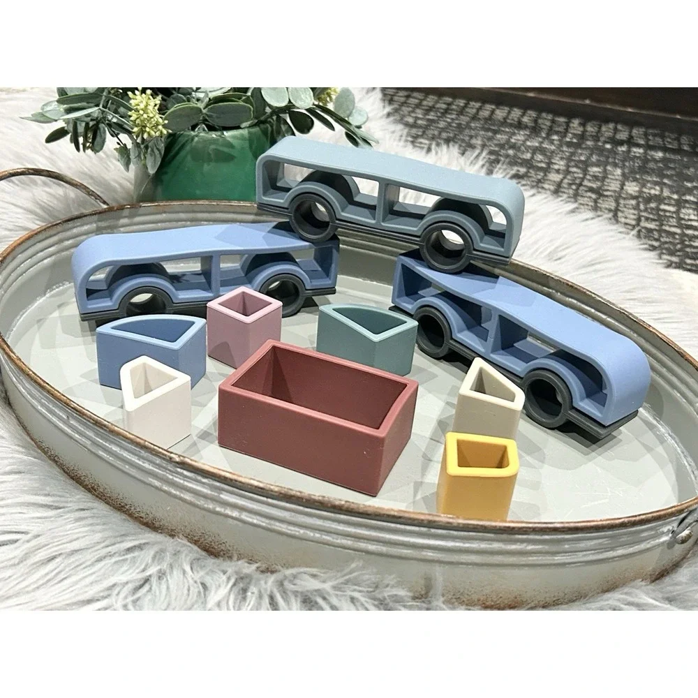 Silicone Stacking Montessori Transportation‎ 3 Vehicle Set